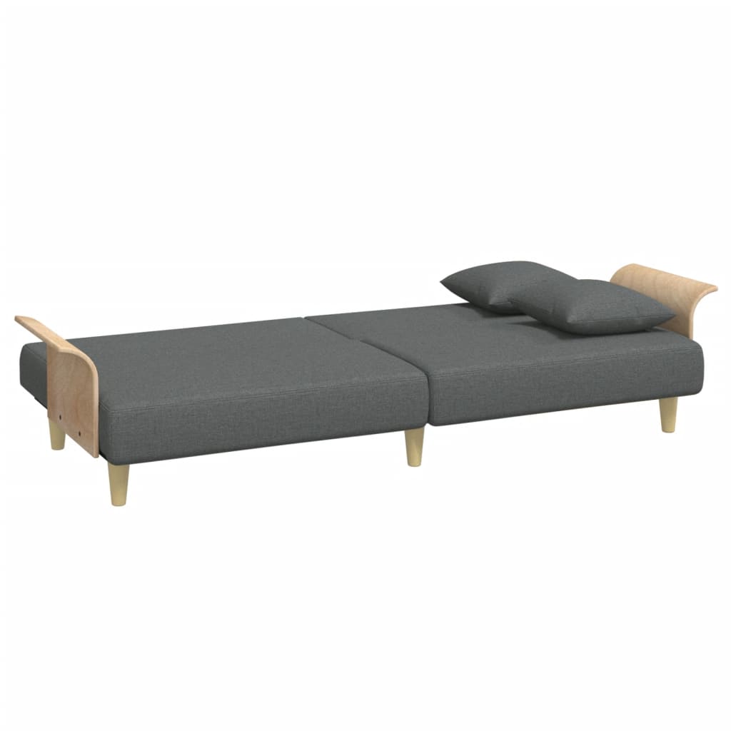 vidaXL Canapea extensibilă 2 locuri/perne/taburet, gri închis, catifea vidaXL Canapea extensibilă 2 locuri/perne/taburet, gri închis, catifea