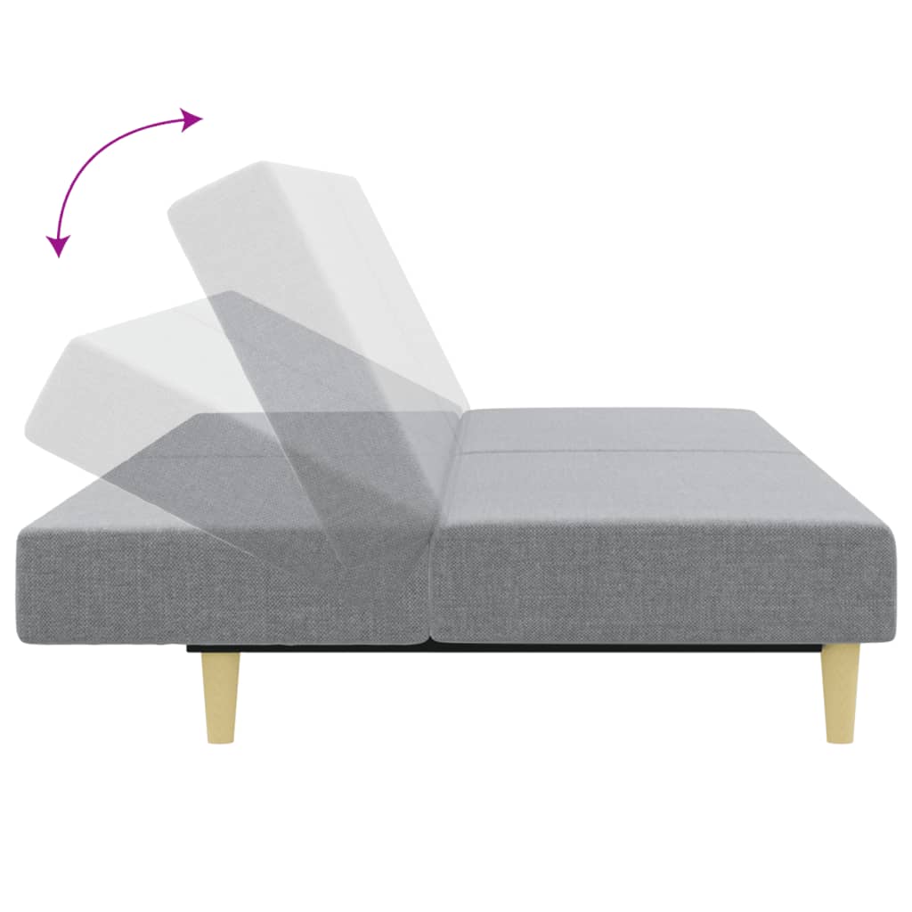 vidaXL Canapea extensibilă cu taburet, 2 locuri, gri deschis, textil