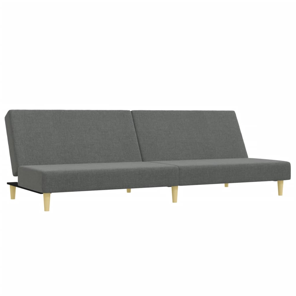 vidaXL Canapea extensibilă cu taburet, 2 locuri, gri închis, textil