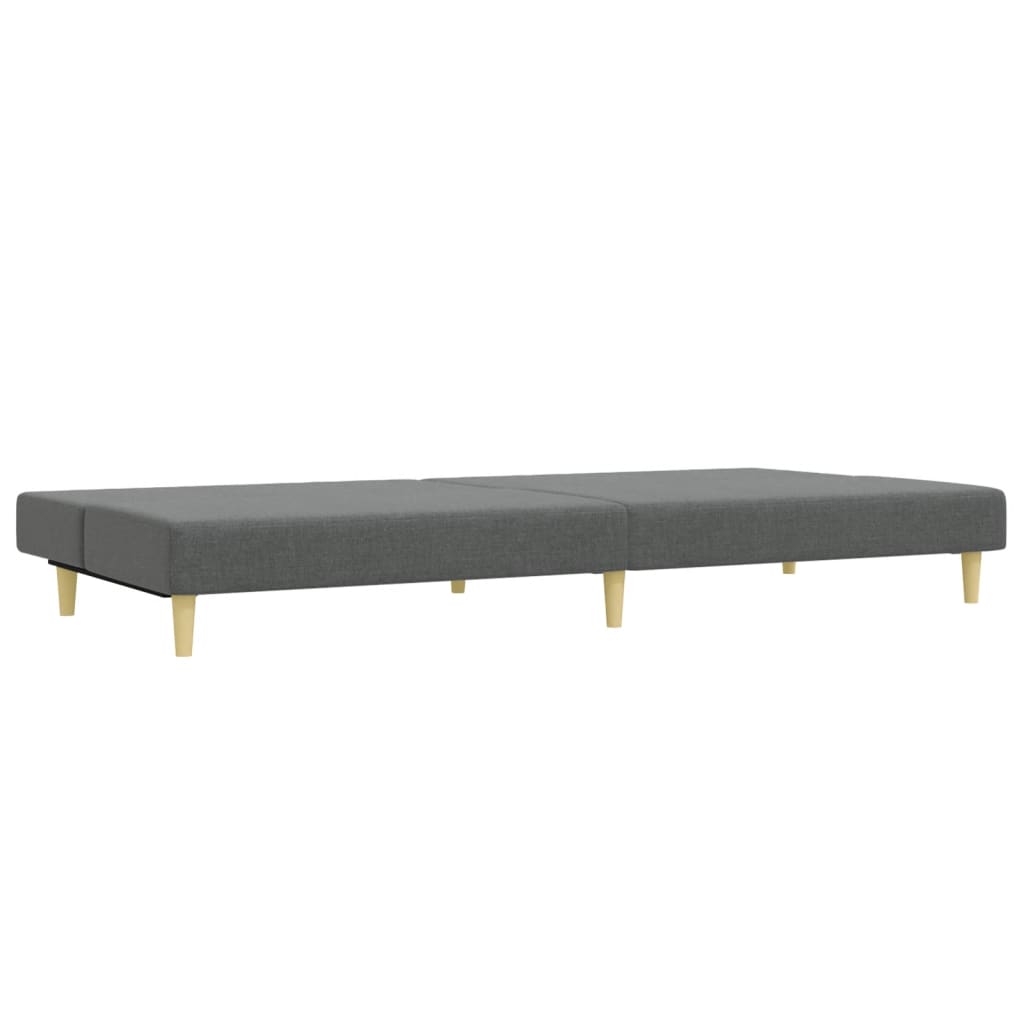 vidaXL Canapea extensibilă cu taburet, 2 locuri, gri închis, textil