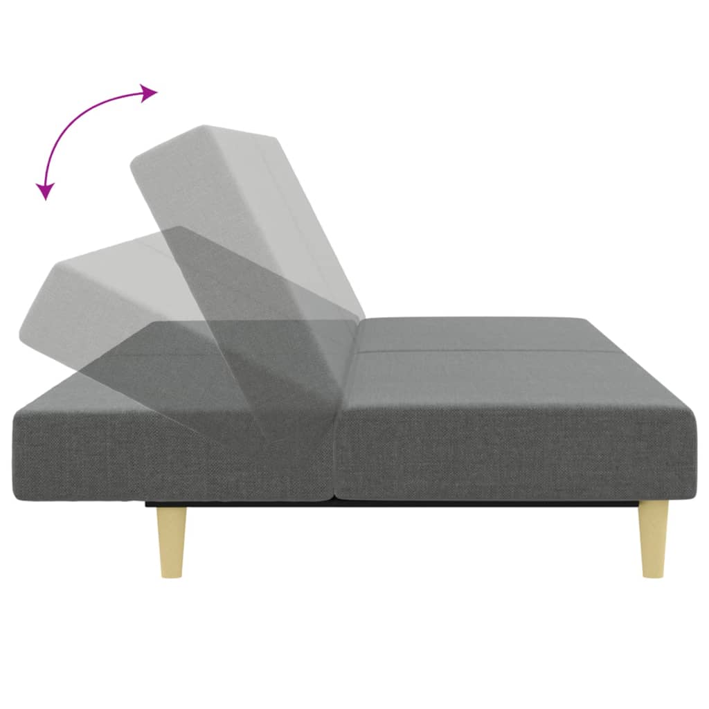 vidaXL Canapea extensibilă cu taburet, 2 locuri, gri închis, textil