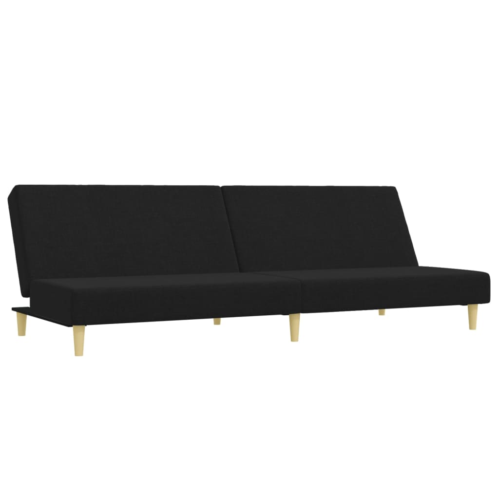 vidaXL Canapea extensibilă cu taburet, 2 locuri, negru, textil vidaXL Canapea extensibilă cu taburet, 2 locuri, negru, textil