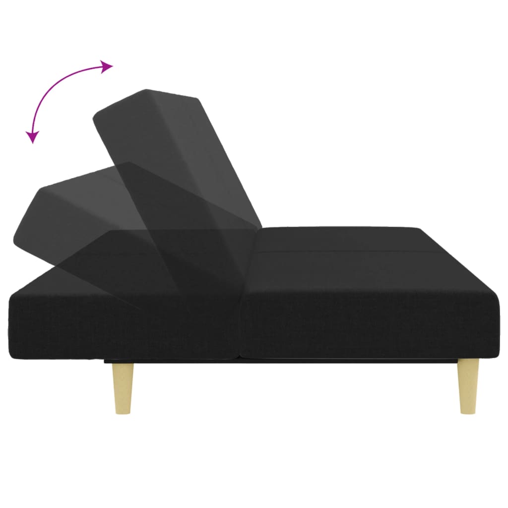 vidaXL Canapea extensibilă cu taburet, 2 locuri, negru, textil vidaXL Canapea extensibilă cu taburet, 2 locuri, negru, textil