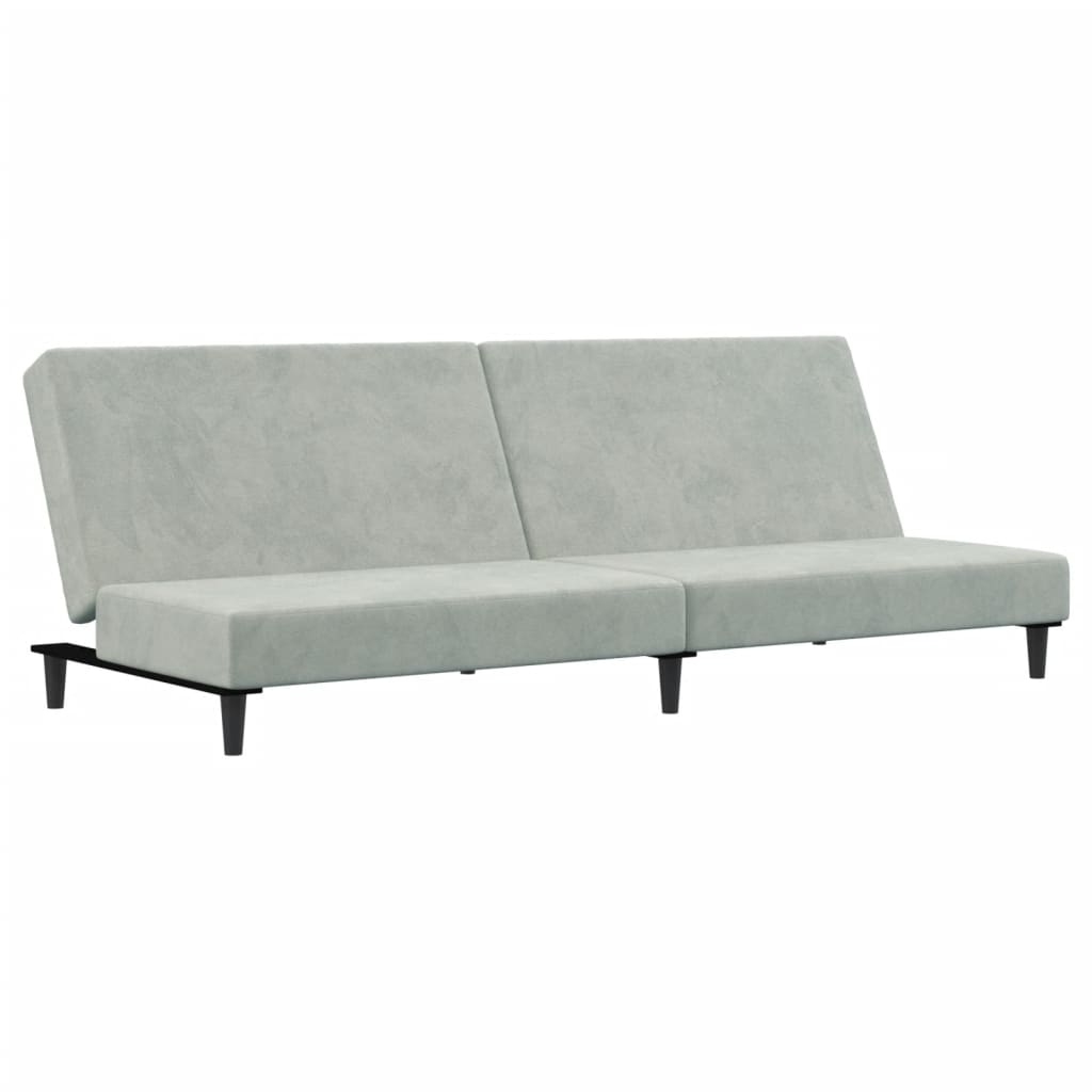 vidaXL Canapea extensibilă cu taburet, 2 locuri, gri deschis, catifea