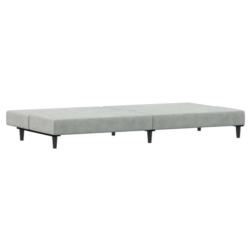 vidaXL Canapea extensibilă cu taburet, 2 locuri, gri deschis, catifea