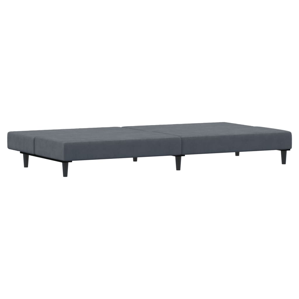 vidaXL Canapea extensibilă cu taburet, 2 locuri, gri închis, catifea