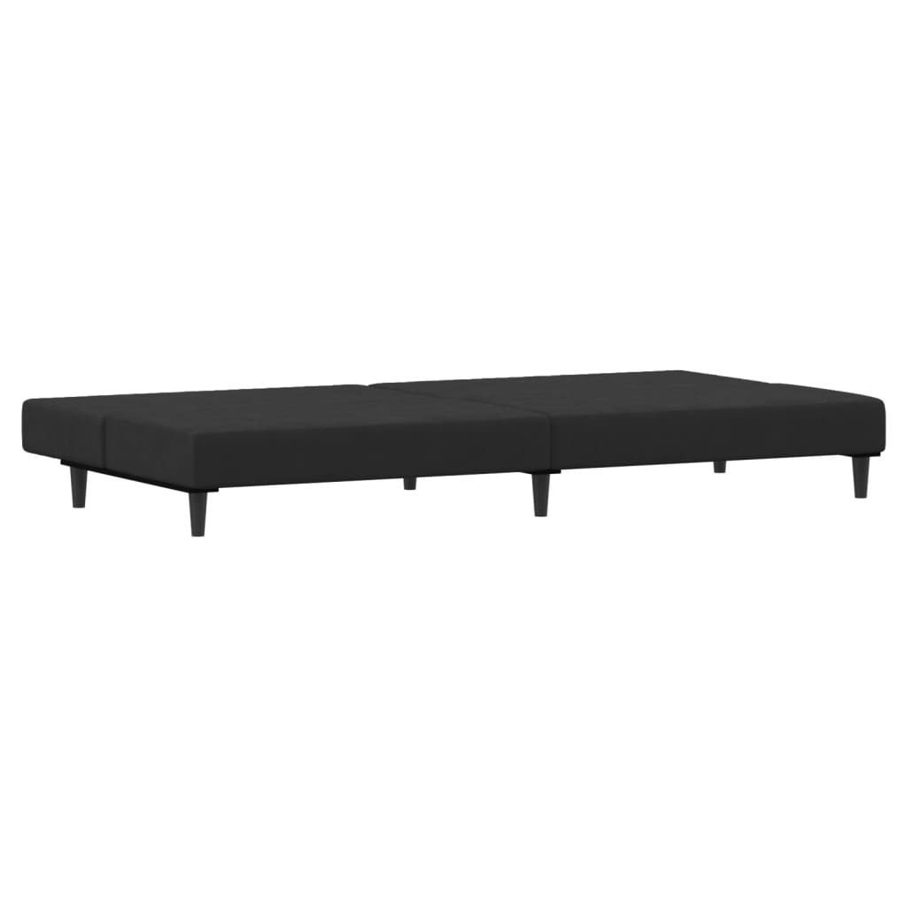 vidaXL Canapea extensibilă cu taburet, 2 locuri, negru, catifea vidaXL Canapea extensibilă cu taburet, 2 locuri, negru, catifea