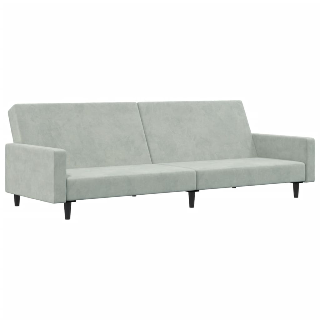 vidaXL Canapea extensibilă cu taburet, 2 locuri, gri deschis, catifea