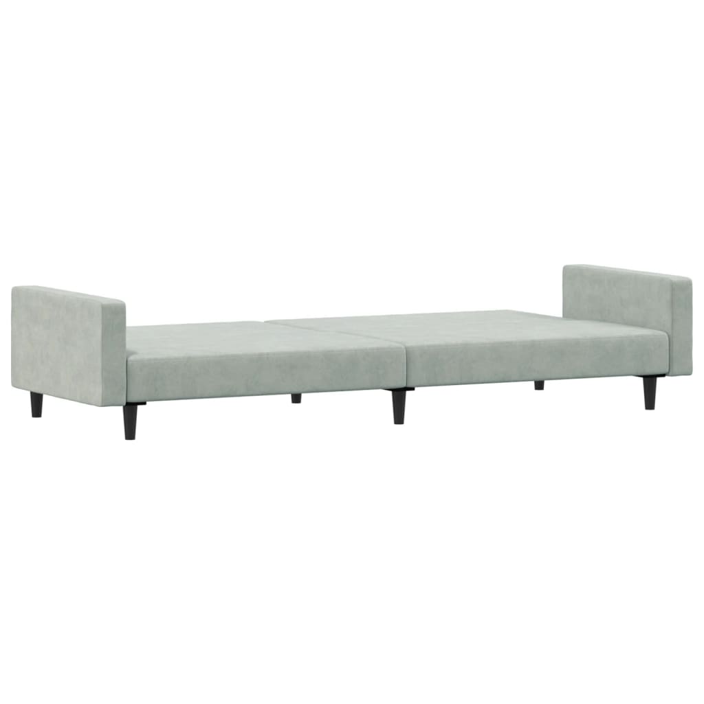 vidaXL Canapea extensibilă cu taburet, 2 locuri, gri deschis, catifea
