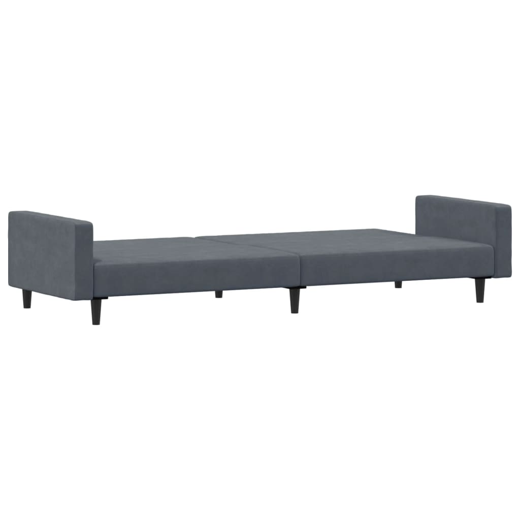 vidaXL Canapea extensibilă cu taburet, 2 locuri, gri închis, catifea