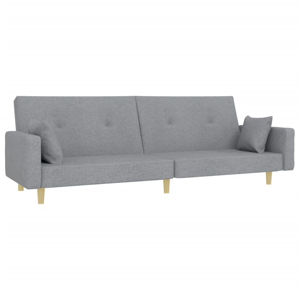vidaXL Canapea extensibilă cu taburet, 2 locuri, gri deschis, textil