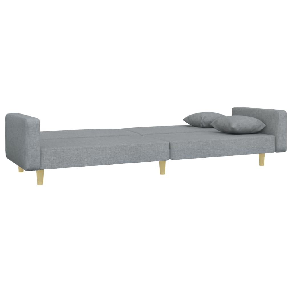vidaXL Canapea extensibilă cu taburet, 2 locuri, gri deschis, textil