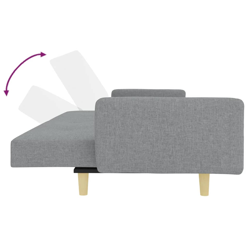 vidaXL Canapea extensibilă cu taburet, 2 locuri, gri deschis, textil