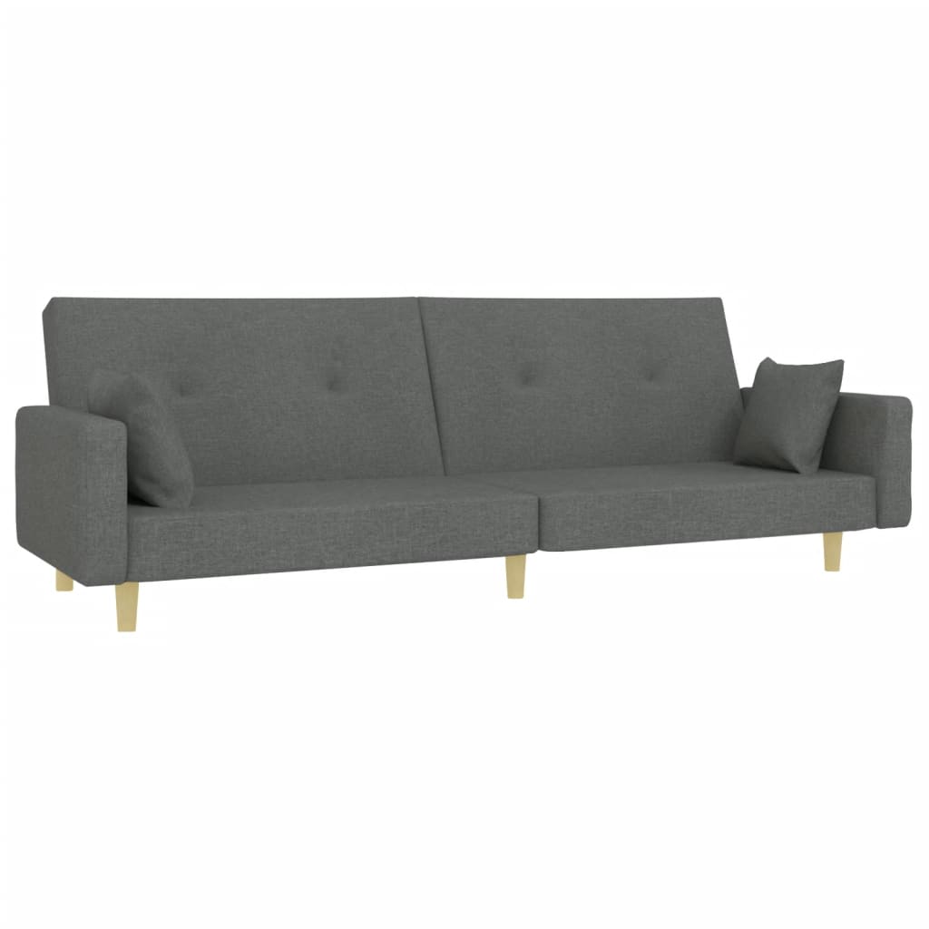 vidaXL Canapea extensibilă cu taburet, 2 locuri, gri închis, textil