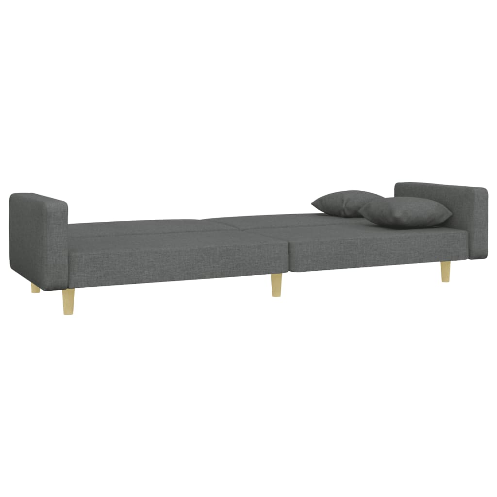 vidaXL Canapea extensibilă cu taburet, 2 locuri, gri închis, textil