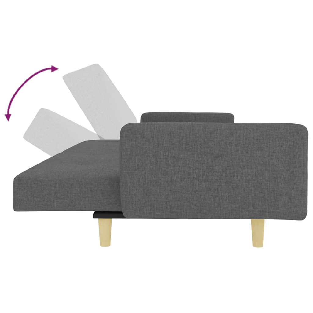 vidaXL Canapea extensibilă cu taburet, 2 locuri, gri închis, textil