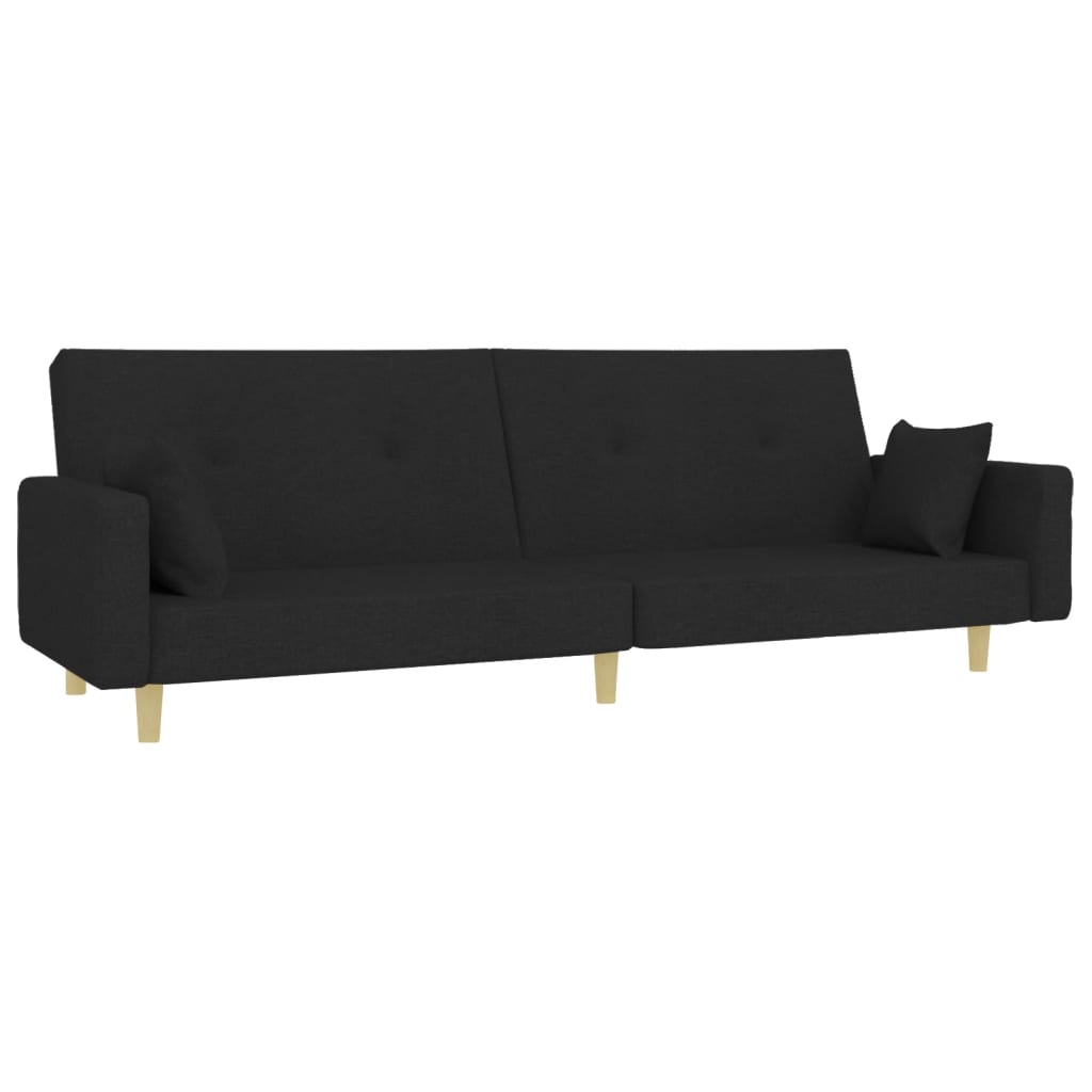 vidaXL Canapea extensibilă cu taburet, 2 locuri, negru, textil vidaXL Canapea extensibilă cu taburet, 2 locuri, negru, textil