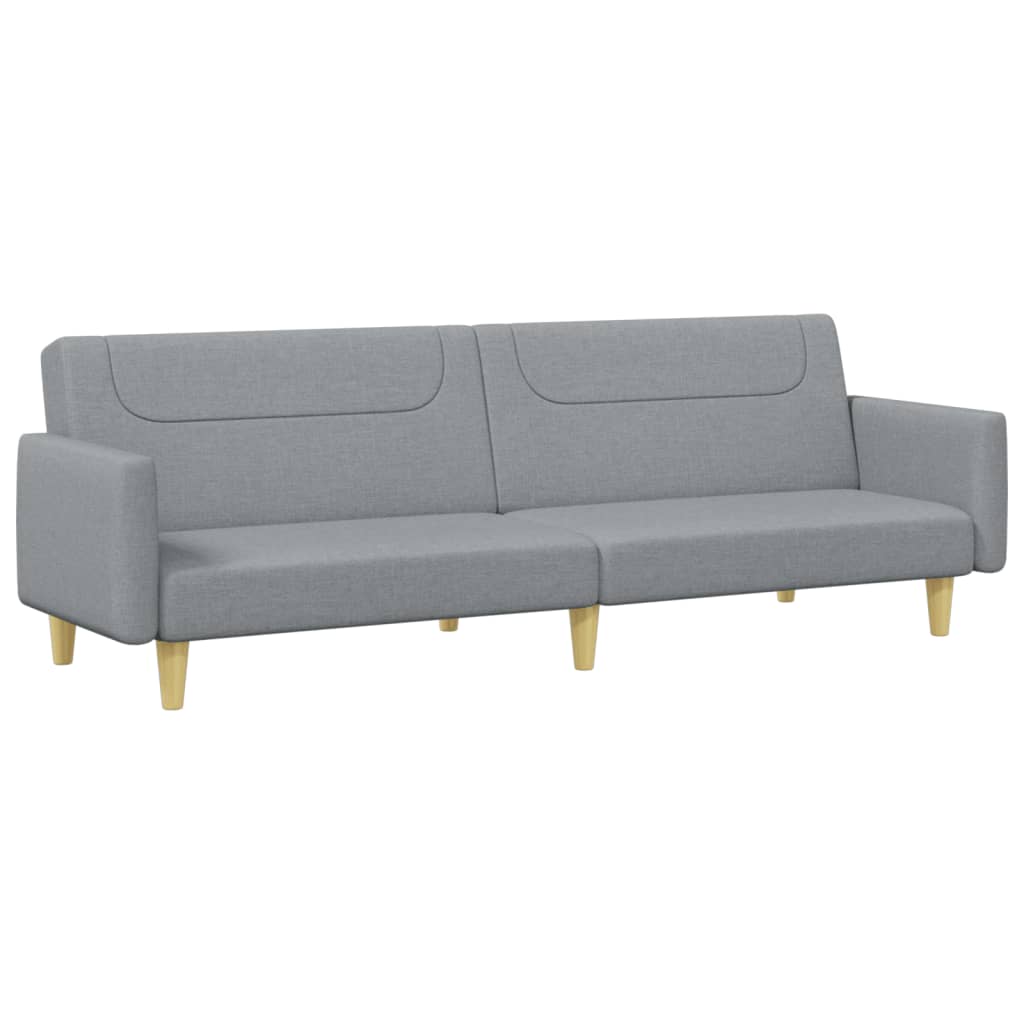 vidaXL Canapea extensibilă cu taburet, 2 locuri, gri deschis, textil