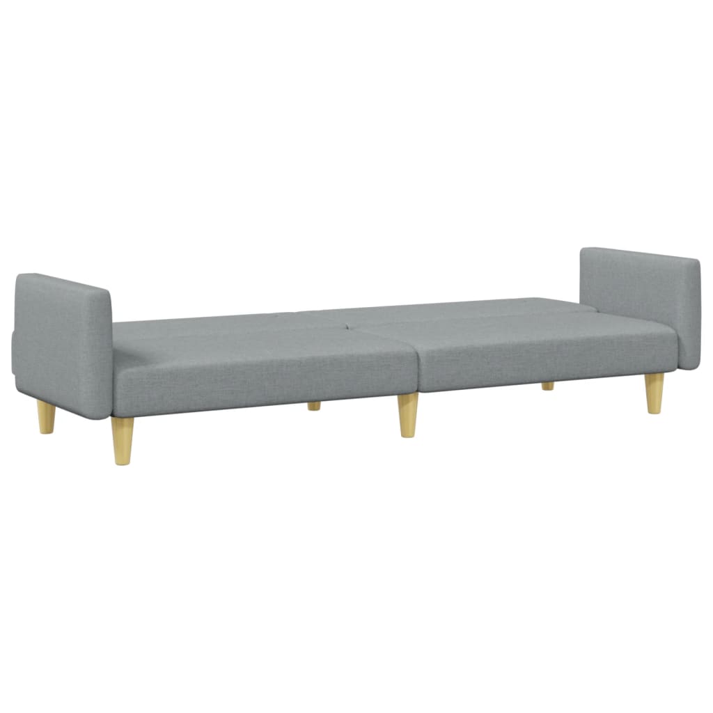 vidaXL Canapea extensibilă cu taburet, 2 locuri, gri deschis, textil