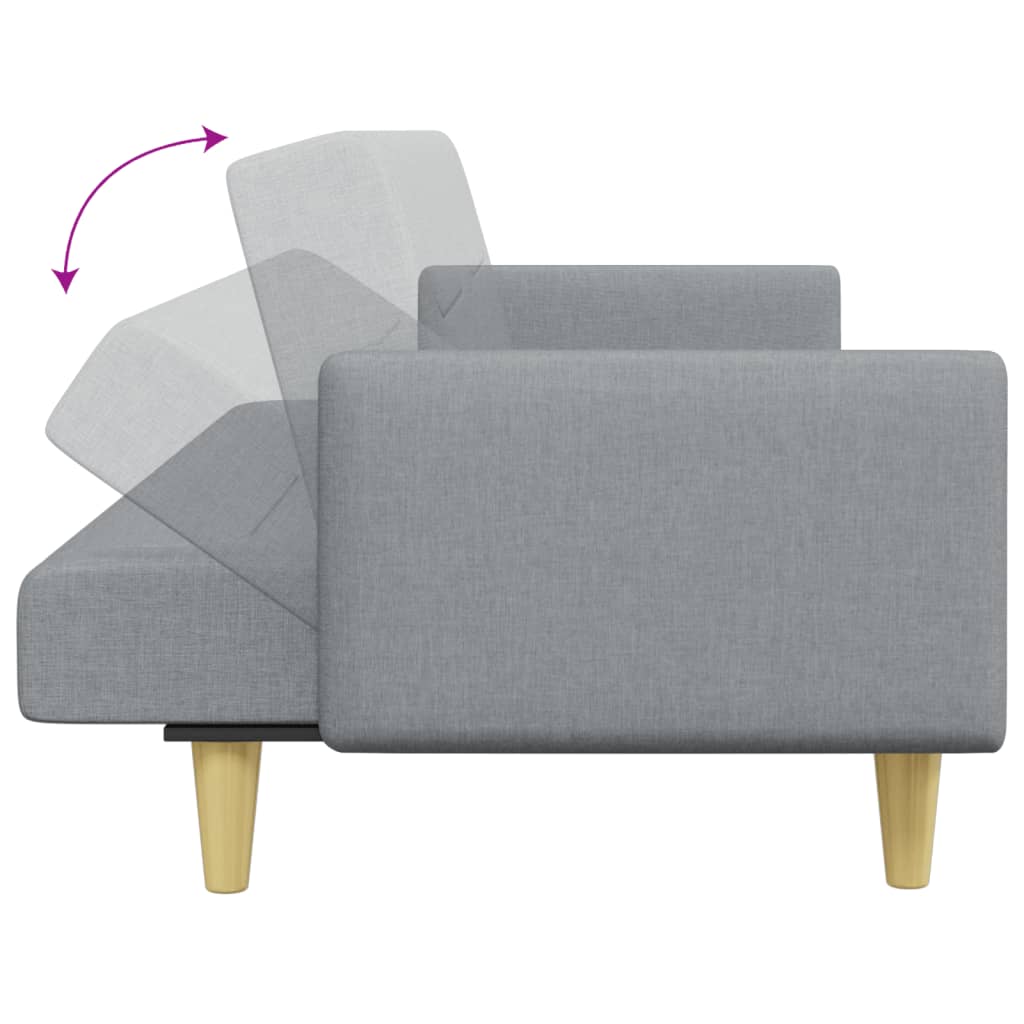 vidaXL Canapea extensibilă cu taburet, 2 locuri, gri deschis, textil