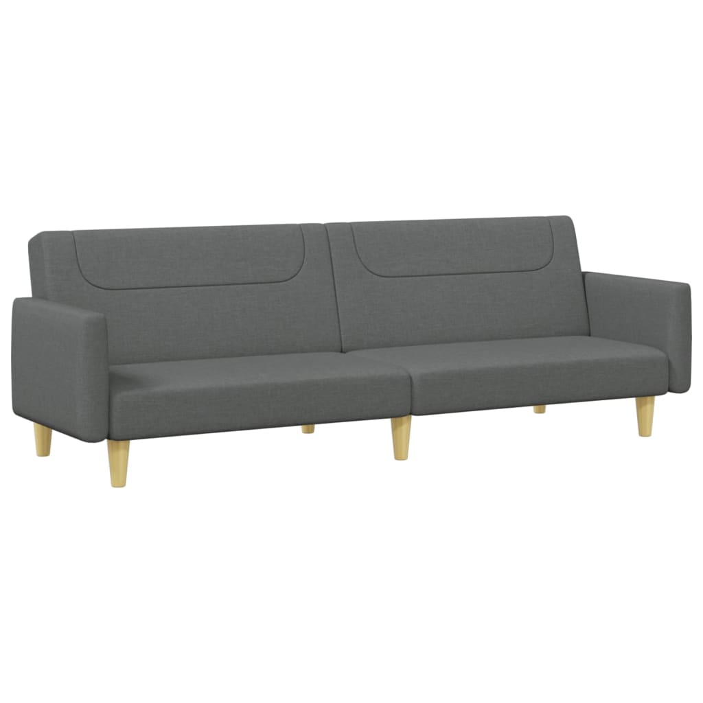 vidaXL Canapea extensibilă cu taburet, 2 locuri, gri închis, textil