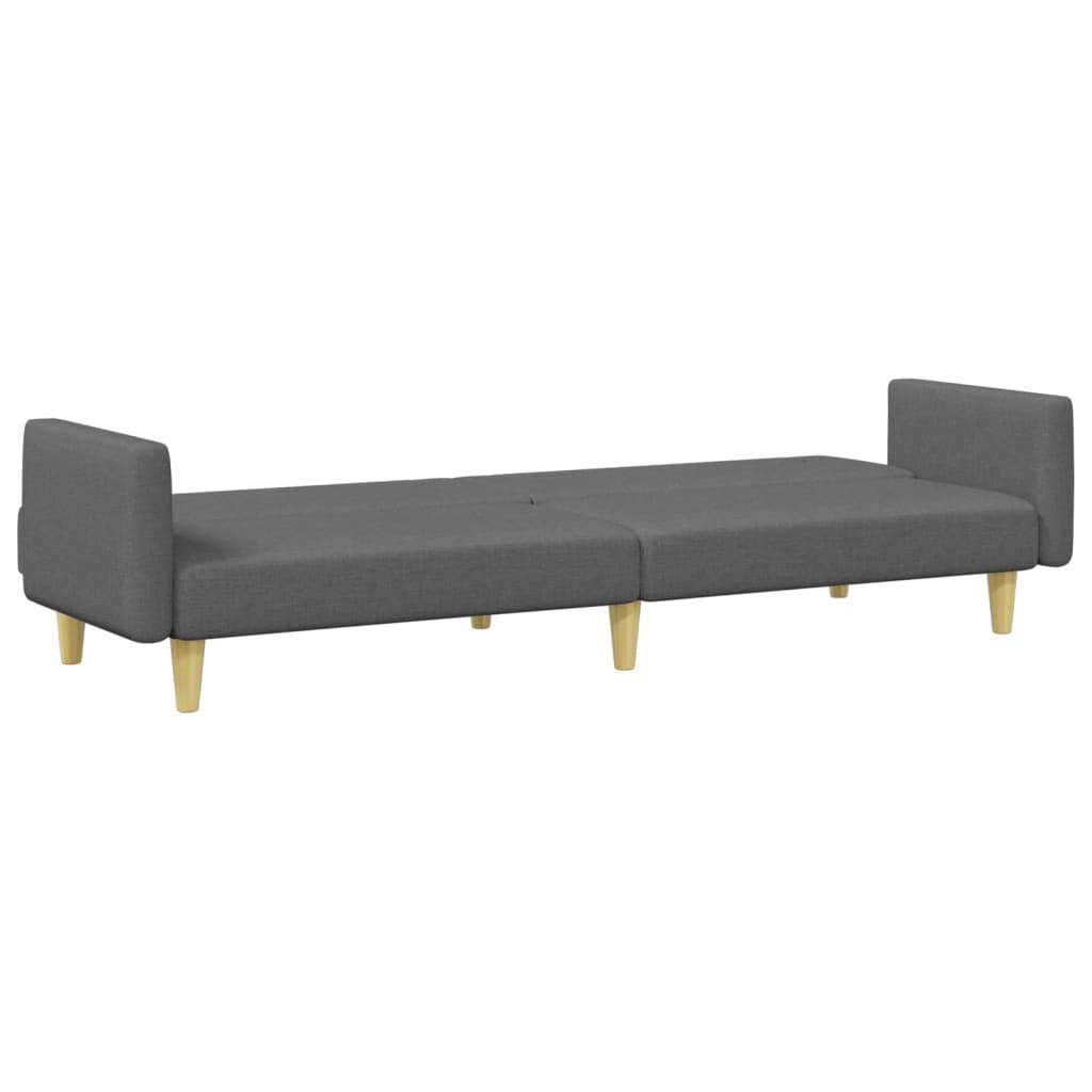 vidaXL Canapea extensibilă cu taburet, 2 locuri, gri închis, textil