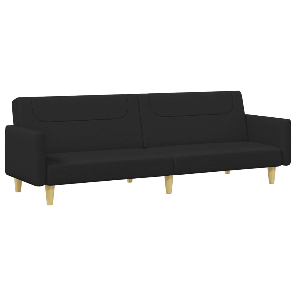 vidaXL Canapea extensibilă cu taburet, 2 locuri, negru, textil vidaXL Canapea extensibilă cu taburet, 2 locuri, negru, textil