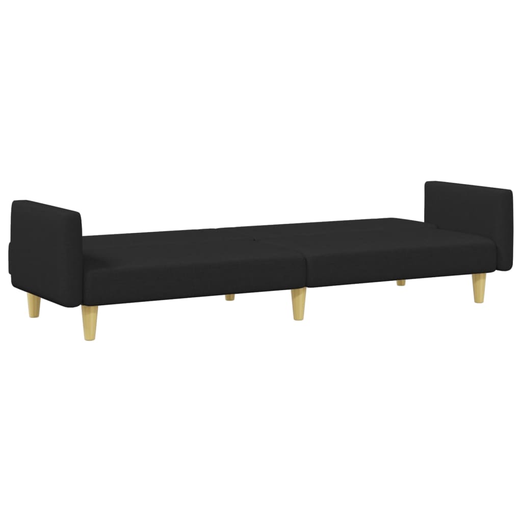 vidaXL Canapea extensibilă cu taburet, 2 locuri, negru, textil vidaXL Canapea extensibilă cu taburet, 2 locuri, negru, textil