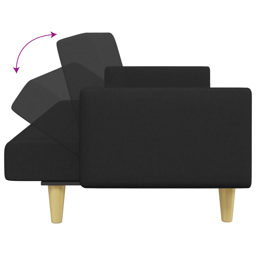 vidaXL Canapea extensibilă cu taburet, 2 locuri, negru, textil vidaXL Canapea extensibilă cu taburet, 2 locuri, negru, textil