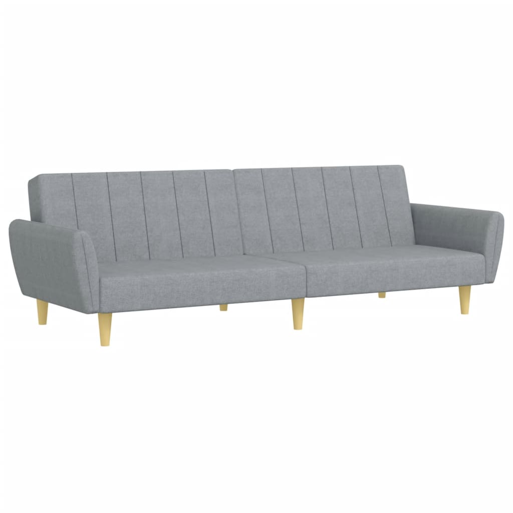vidaXL Canapea extensibilă cu taburet, 2 locuri, gri deschis, textil