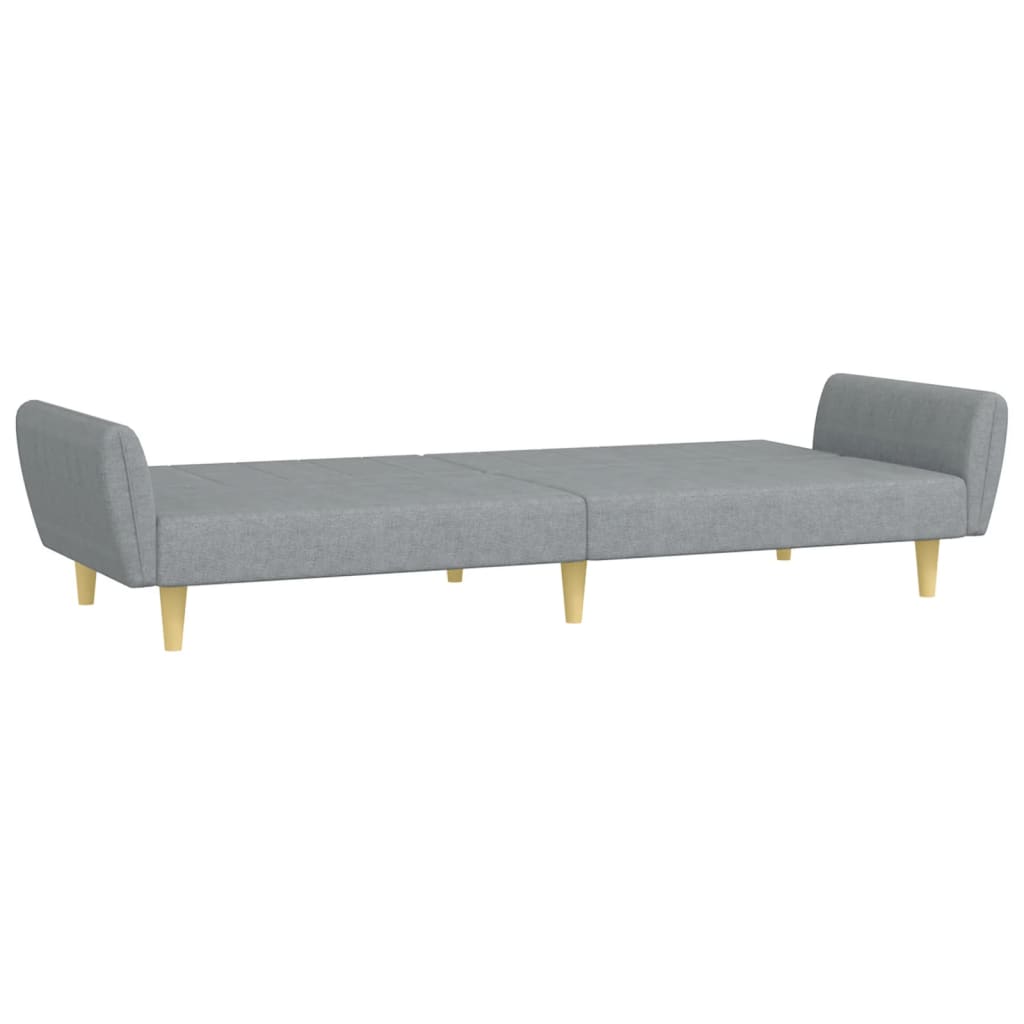 vidaXL Canapea extensibilă cu taburet, 2 locuri, gri deschis, textil
