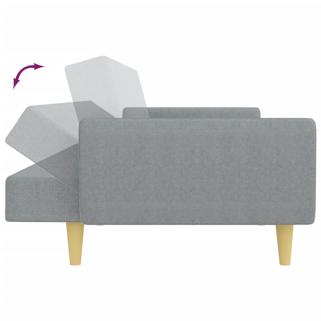 vidaXL Canapea extensibilă cu taburet, 2 locuri, gri deschis, textil