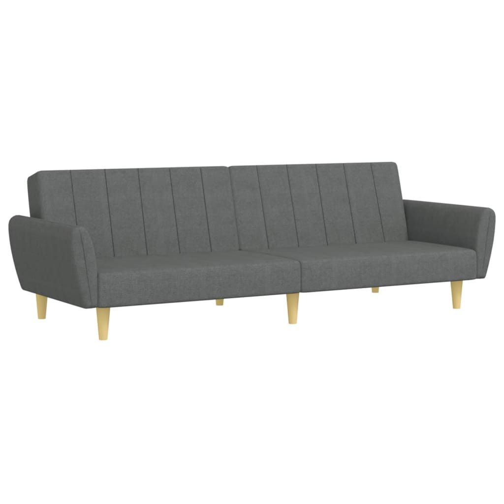 vidaXL Canapea extensibilă cu taburet, 2 locuri, gri închis, textil vidaXL Canapea extensibilă cu taburet, 2 locuri, gri închis, textil