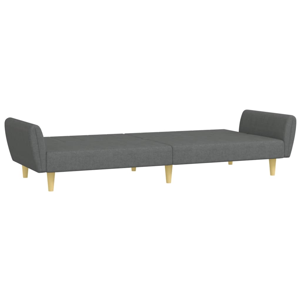 vidaXL Canapea extensibilă cu taburet, 2 locuri, gri închis, textil vidaXL Canapea extensibilă cu taburet, 2 locuri, gri închis, textil