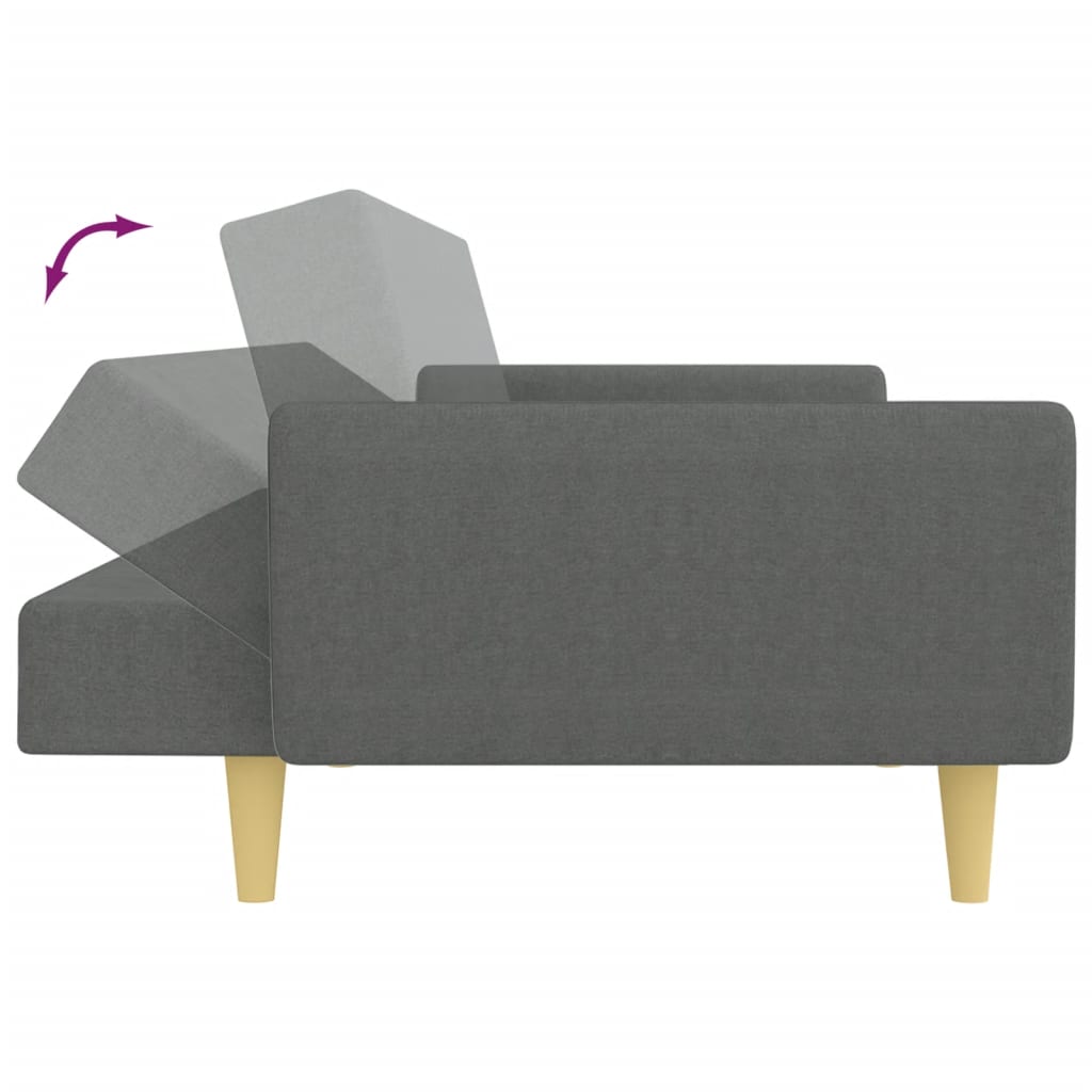vidaXL Canapea extensibilă cu taburet, 2 locuri, gri închis, textil vidaXL Canapea extensibilă cu taburet, 2 locuri, gri închis, textil