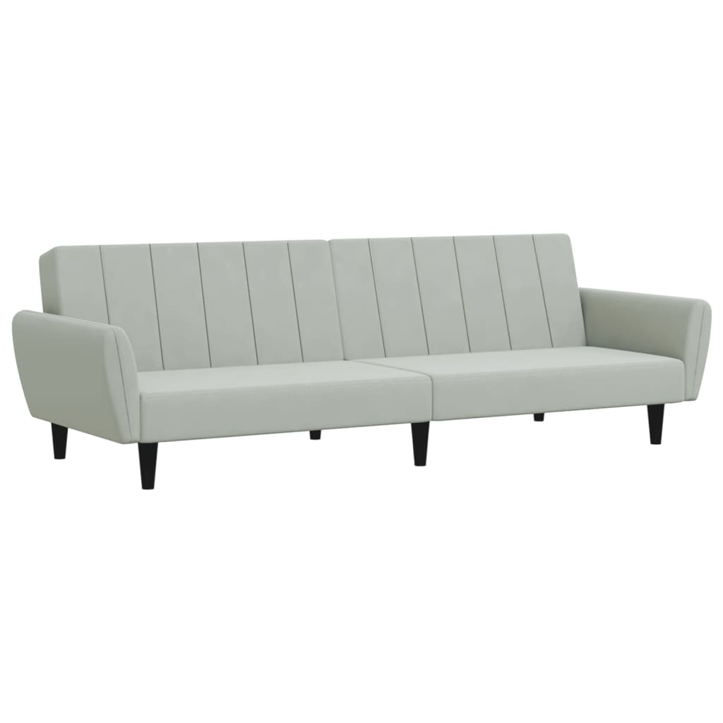 vidaXL Canapea extensibilă cu taburet, 2 locuri, gri deschis, catifea
