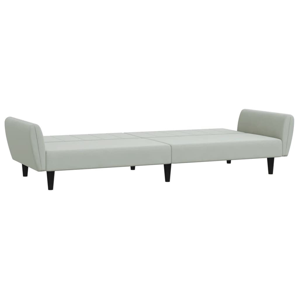 vidaXL Canapea extensibilă cu taburet, 2 locuri, gri deschis, catifea