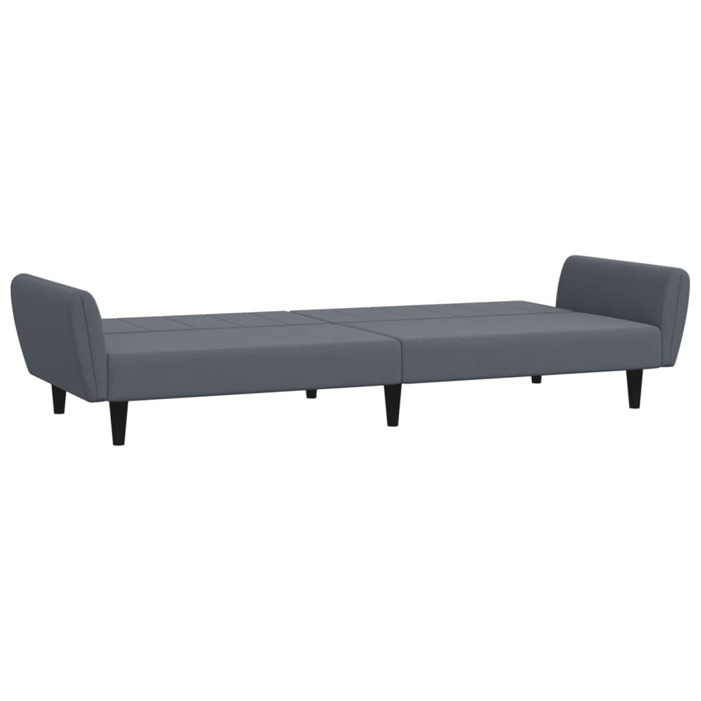 vidaXL Canapea extensibilă cu taburet, 2 locuri, gri închis, catifea
