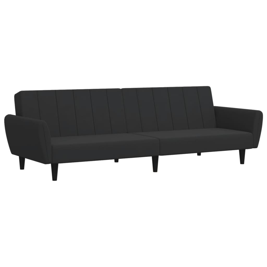 vidaXL Canapea extensibilă cu taburet, 2 locuri, negru, catifea vidaXL Canapea extensibilă cu taburet, 2 locuri, negru, catifea