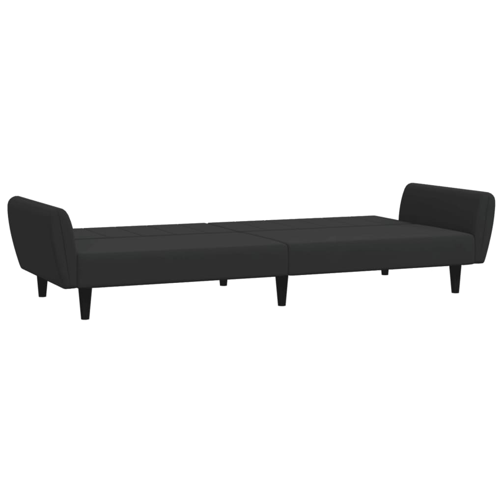 vidaXL Canapea extensibilă cu taburet, 2 locuri, negru, catifea vidaXL Canapea extensibilă cu taburet, 2 locuri, negru, catifea