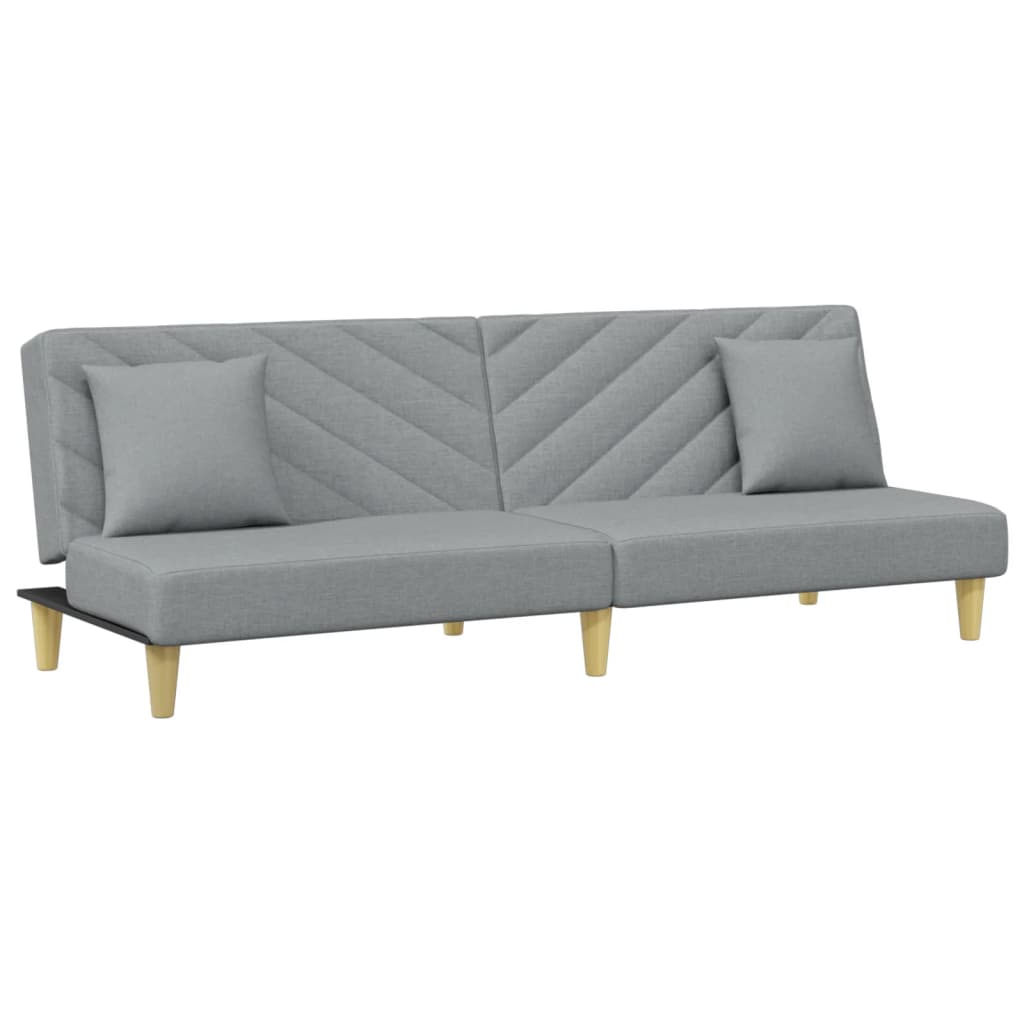 vidaXL Canapea extensibilă cu pernuță și taburet 2 locuri gri textil
