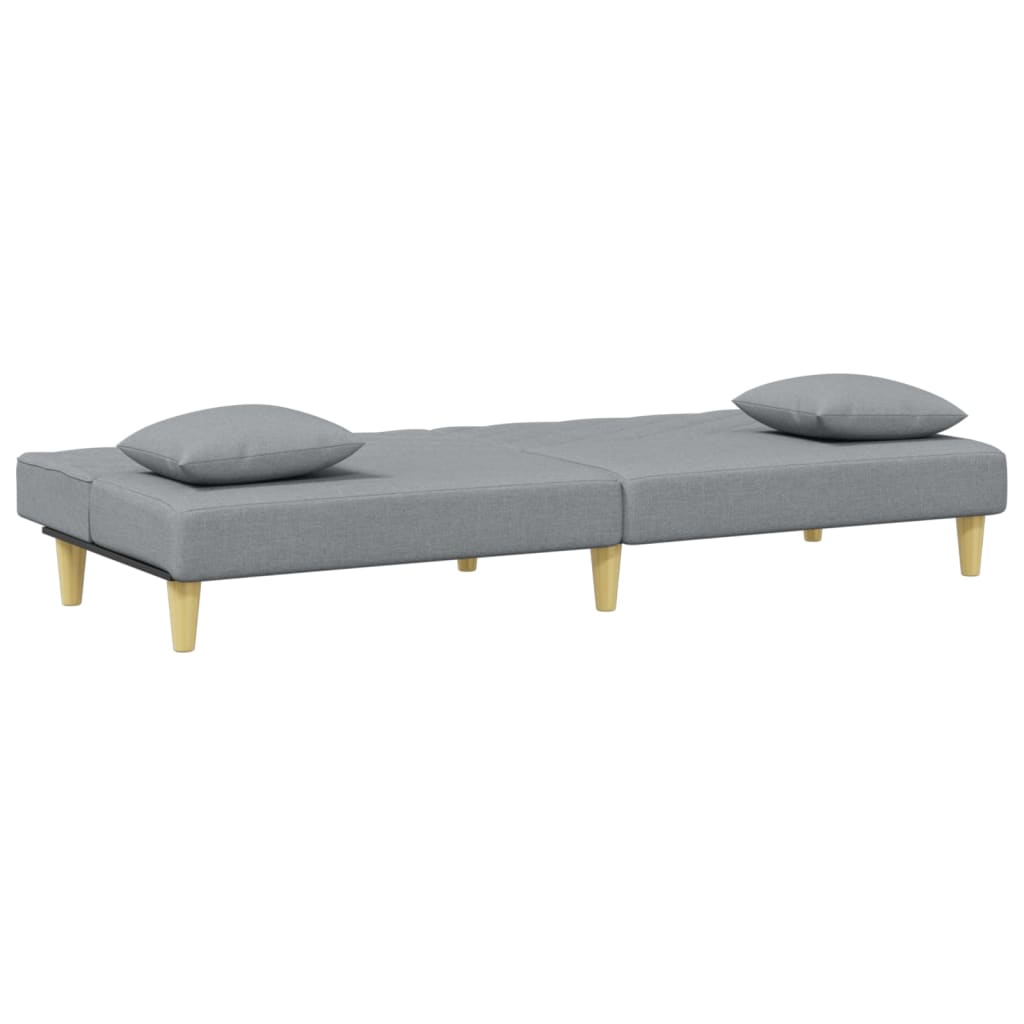 vidaXL Canapea extensibilă cu pernuță și taburet 2 locuri gri textil
