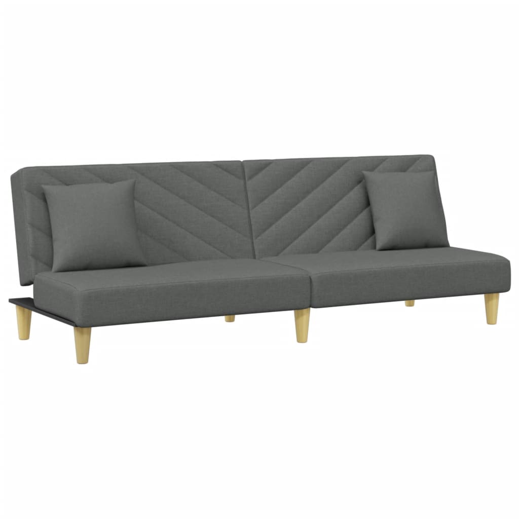 vidaXL Canapea extensibilă 2 locuri/perne/taburet, gri închis, textil vidaXL Canapea extensibilă 2 locuri/perne/taburet, gri închis, textil