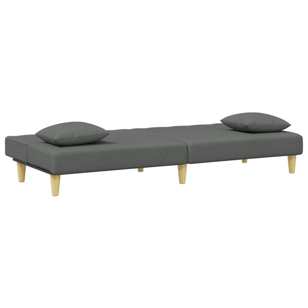 vidaXL Canapea extensibilă 2 locuri/perne/taburet, gri închis, textil vidaXL Canapea extensibilă 2 locuri/perne/taburet, gri închis, textil