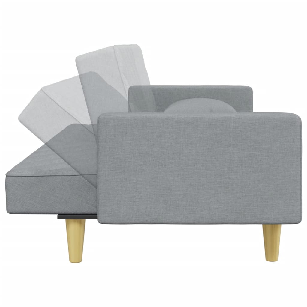 vidaXL Canapea extensibilă cu pernuță și taburet 2 locuri gri textil