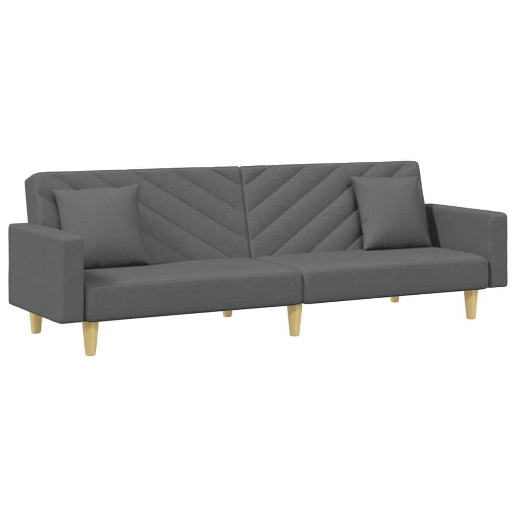 vidaXL Canapea extensibilă 2 locuri/perne/taburet, gri închis, textil vidaXL Canapea extensibilă 2 locuri/perne/taburet, gri închis, textil