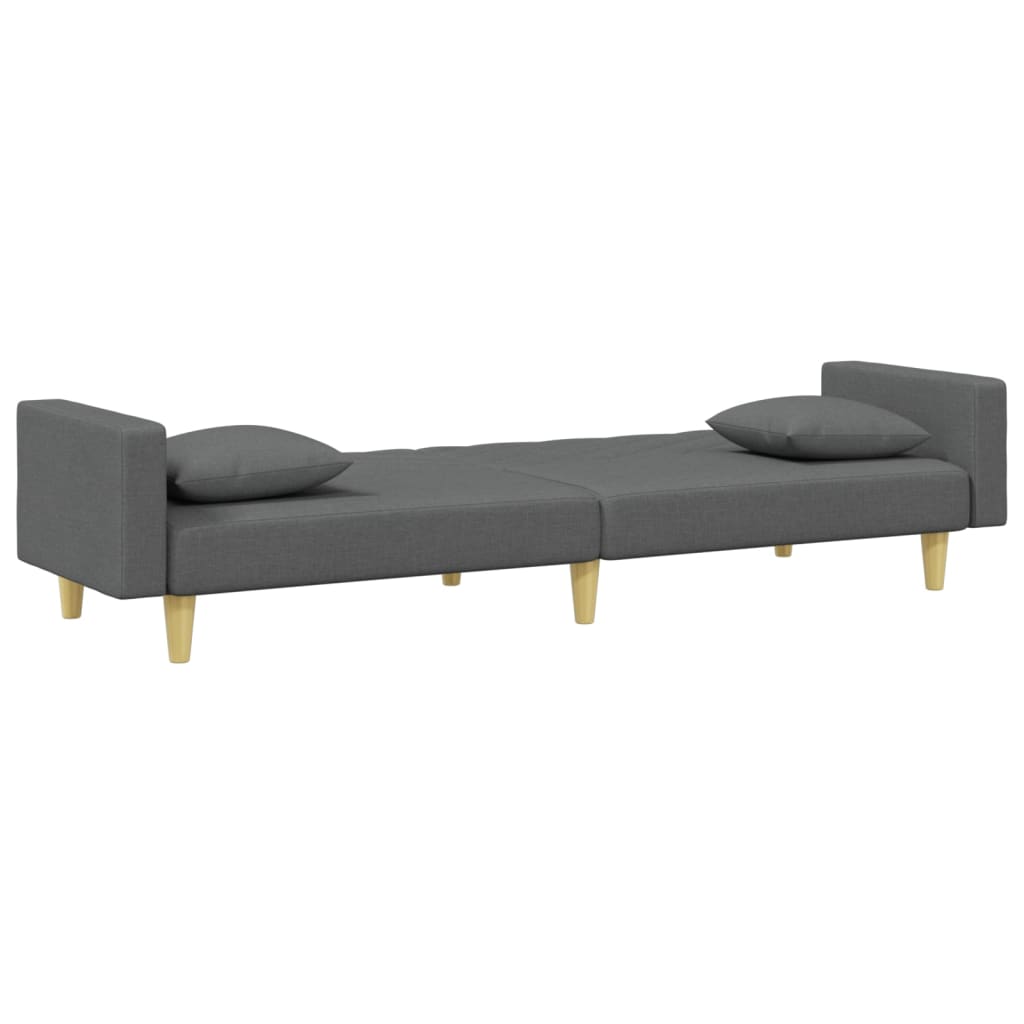 vidaXL Canapea extensibilă 2 locuri/perne/taburet, gri închis, textil vidaXL Canapea extensibilă 2 locuri/perne/taburet, gri închis, textil