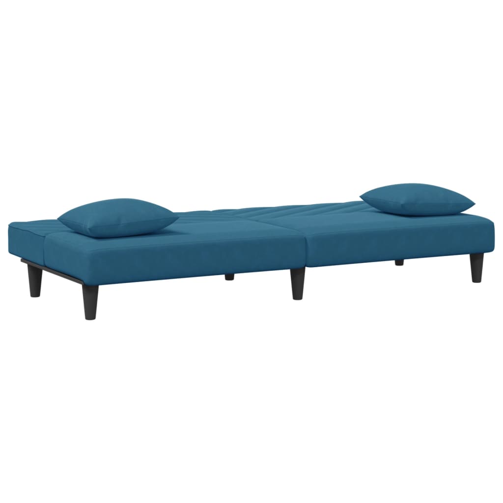 vidaXL Set de canapele cu perne, 2 piese, albastru, catifea