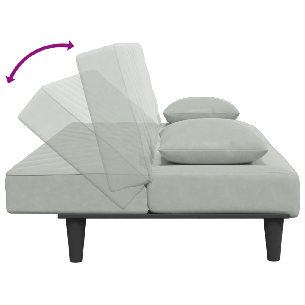 vidaXL Set canapea cu perne, 2 piese, gri deschis, catifea