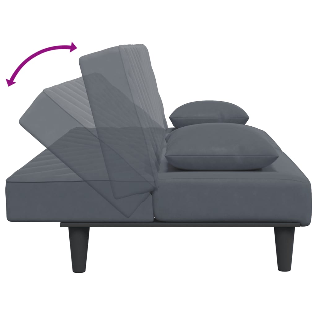 vidaXL Set canapea cu perne, 2 piese, gri închis, catifea